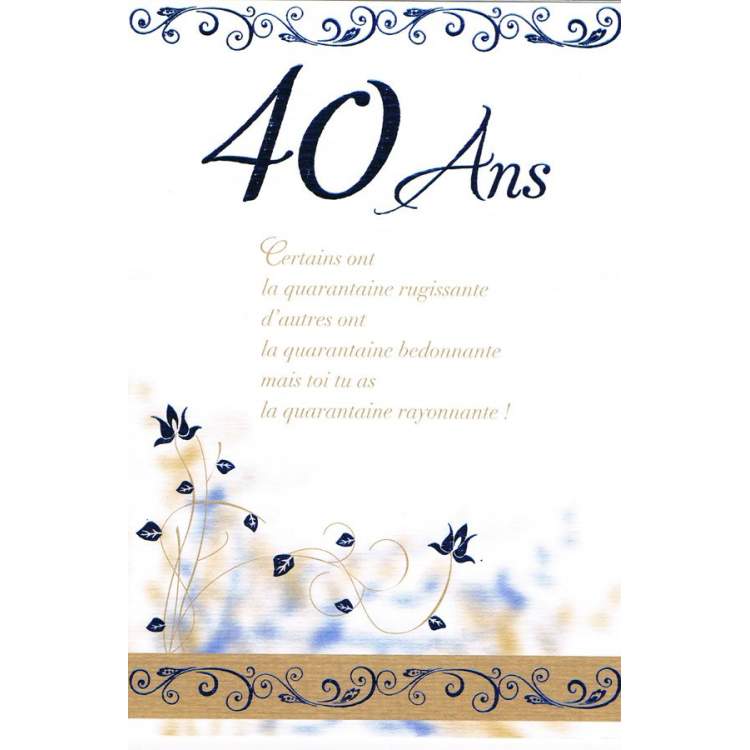 Carte Anniversaire 40 Ans Femme Coleteremelly Official