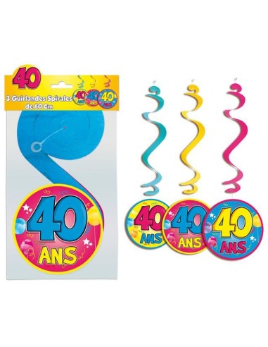 3 guirlandes spirales 40 ans