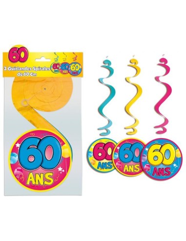 3 guirlandes spirales 60 ans