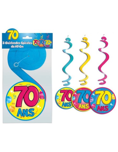 3 guirlandes spirales 70 ans