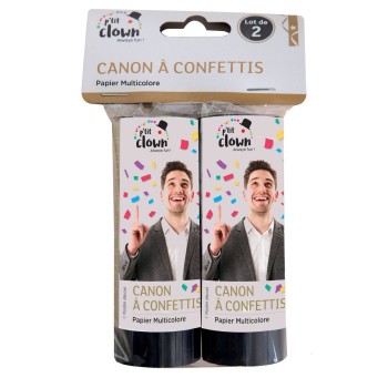 2 canons à confettis multicolore 11cm