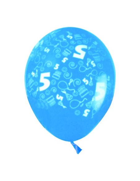 Sachet de 10 ballons chiffre 5