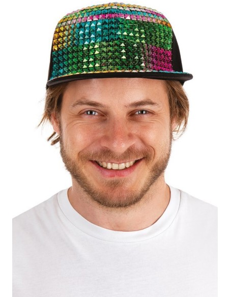 Casquette bling-bling multicolore