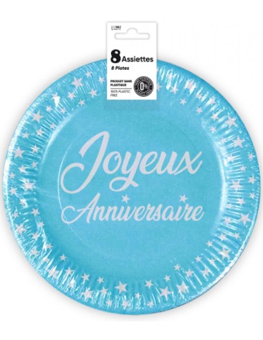 8 assiettes anniversaire 23cm