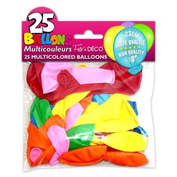 25 ballons couleurs assorties