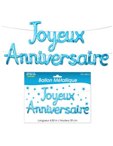 Guirlande ballons métallique Joyeux Anniversaire