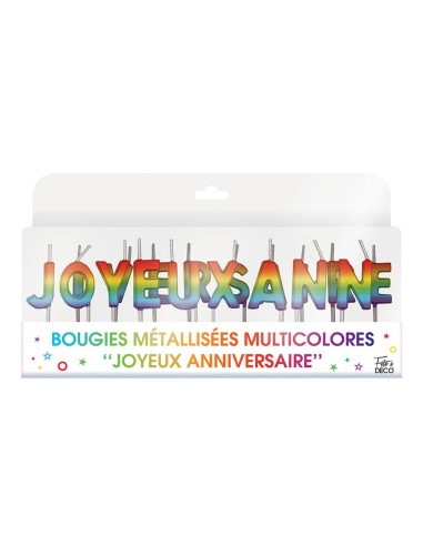 Bougies lettres Joyeux Anniversaire métallique