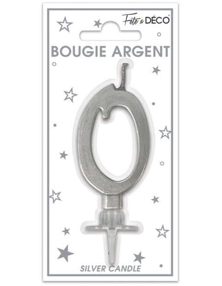 Bougie chiffre 0 argent