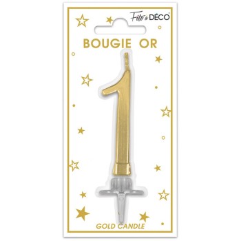 Bougie chiffre 1 or