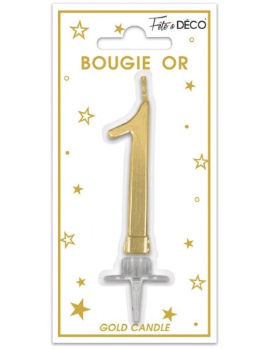 Bougie chiffre 1 or