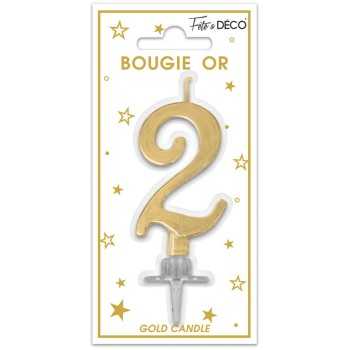 Bougie chiffre 2 or