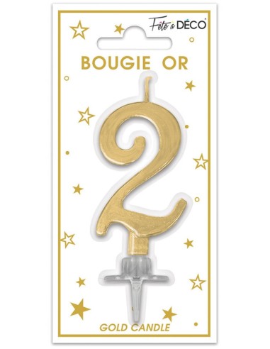 Bougie chiffre 2 or