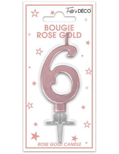 Bougie chiffre 6 rose gold