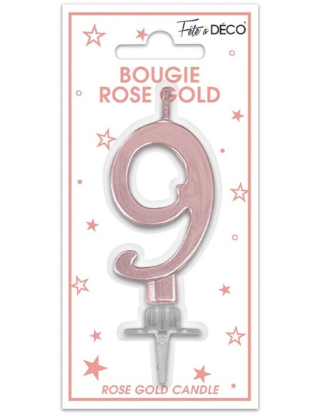 Bougie chiffre 9 rose gold