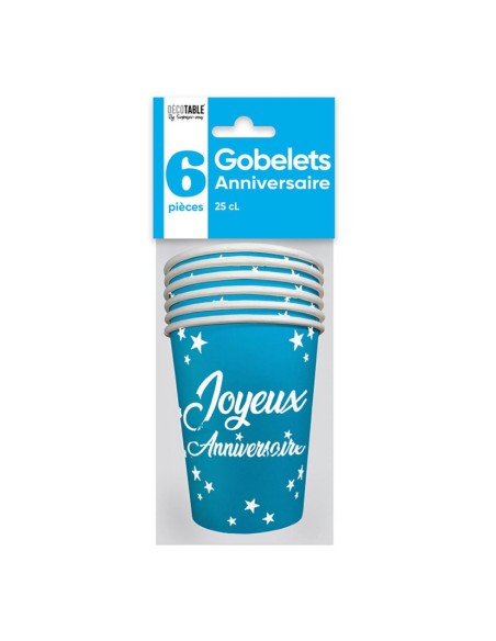 6 gobelets anniversaire 25cl