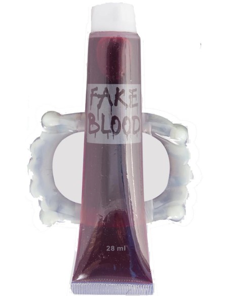 Faux sang en gel avec dentier de vampire - 28 ml