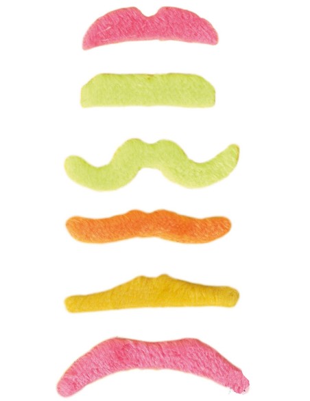 6 moustaches fluo