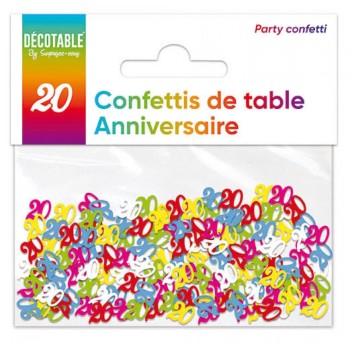 Confettis de table multicolore 20 ans