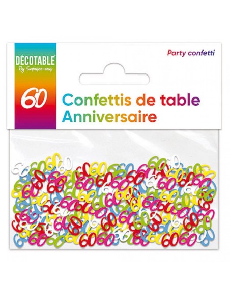 Confettis de table multicolore 60 ans