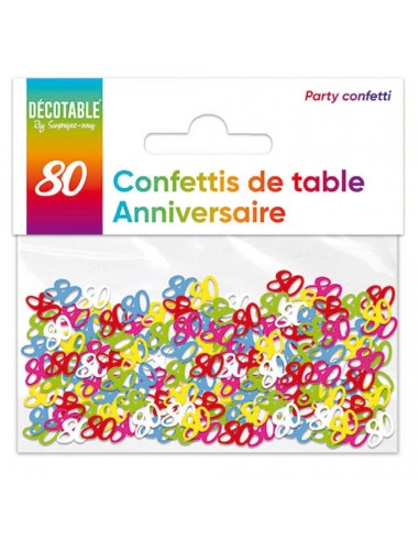 Confettis de table multicolore 80 ans