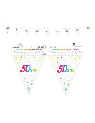 Guirlande fanion 50 ans multicolore