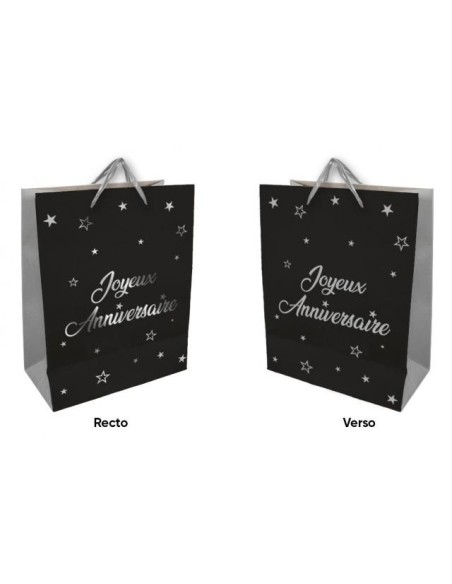 Sac Joyeux Anniversaire argent 30x40 cm