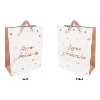 Sac Joyeux Anniversaire rose gold 30x40 cm