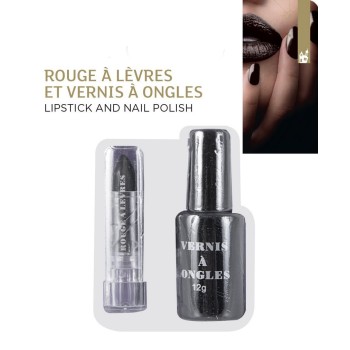 Rouge à lèvres et vernis à ongles noirs