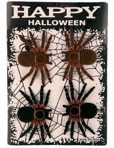 4 araignées déco Halloween 10cm