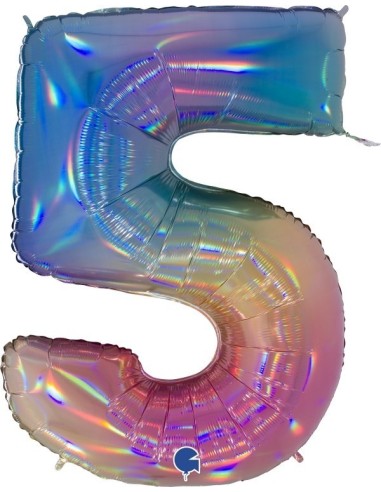 Ballon chiffre 5 géant multicolore