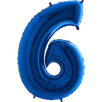 Ballon chiffre 6 géant bleu