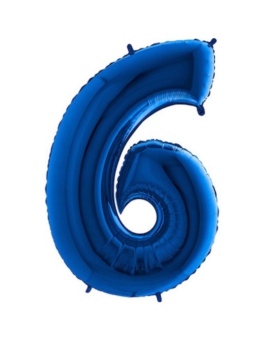 Ballon chiffre 6 géant bleu