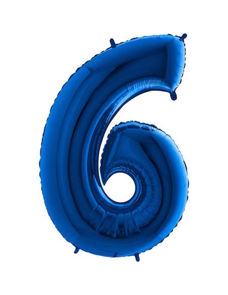 Ballon chiffre 6 géant bleu