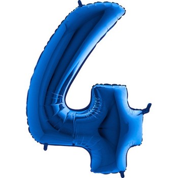 Ballon chiffre 4 géant bleu