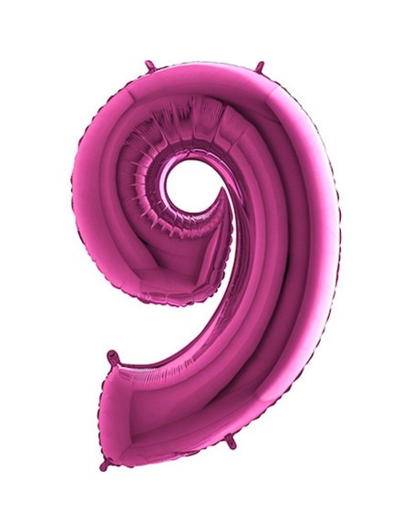 Ballon chiffre 9 géant fuchsia