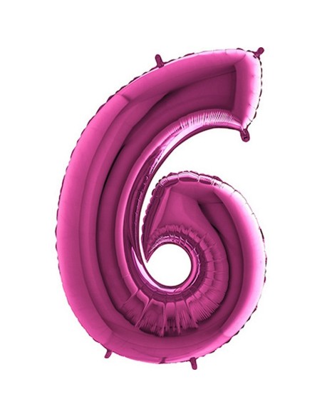 Ballon chiffre 6 géant fuchsia