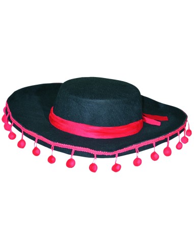 Chapeau Espagnol noir et rouge