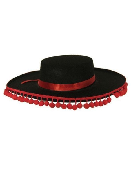 Chapeau espagnol noir/rouge