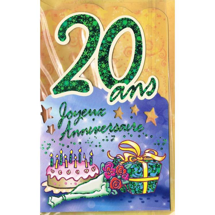 Carte Joyeux Anniversaire 20 ans - Méga Fête