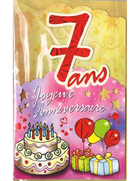 Carte Joyeux Anniversaire 7 ans