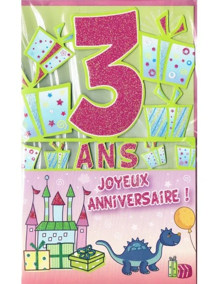 Carte Joyeux Anniversaire 3 ans