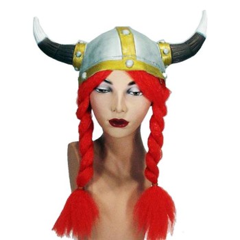 Casque viking avec tresses rousses