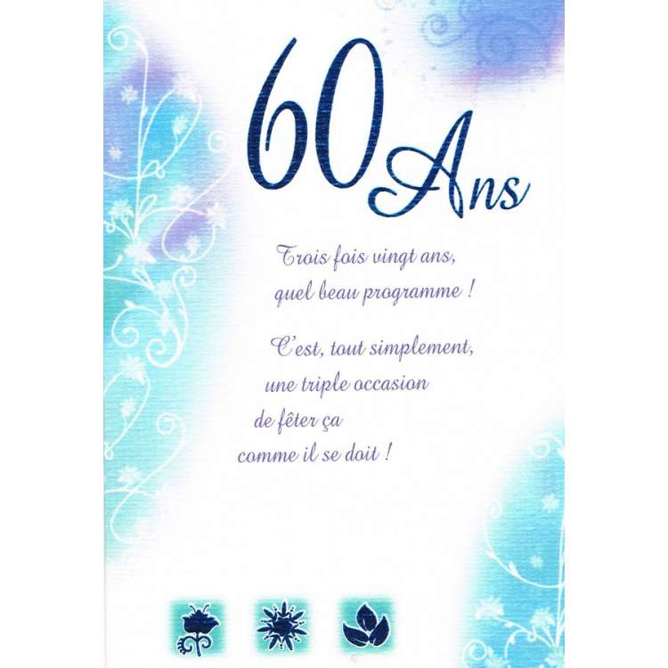 Carte Anniversaire 60 ans  Carte anniversaire 60 ans, Carte