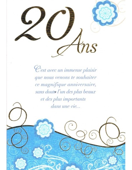 Carte anniversaire 20 ans