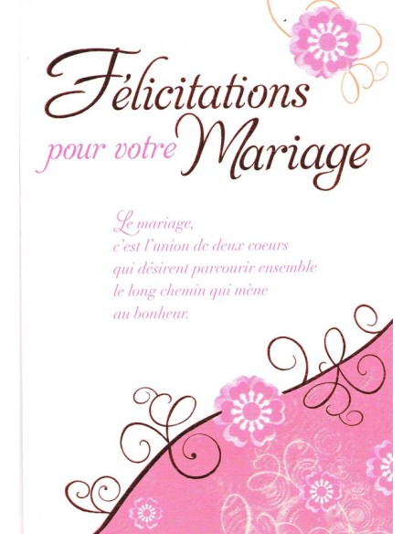 Carte félicitations pour votre mariage