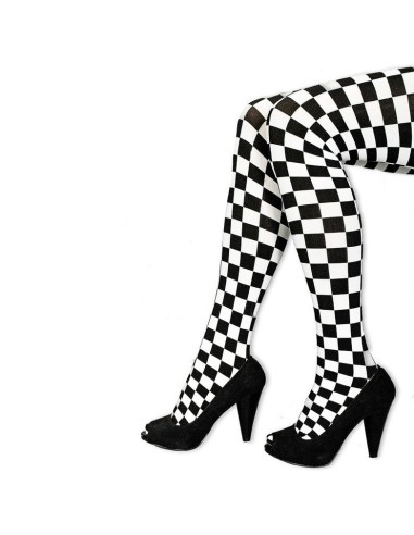 Collants à damier noir et blanc